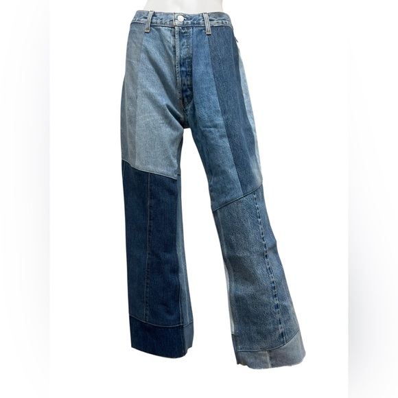 REDONE- new with tags nwt patchwork denim 70s jeans. Size 28 straight leg.